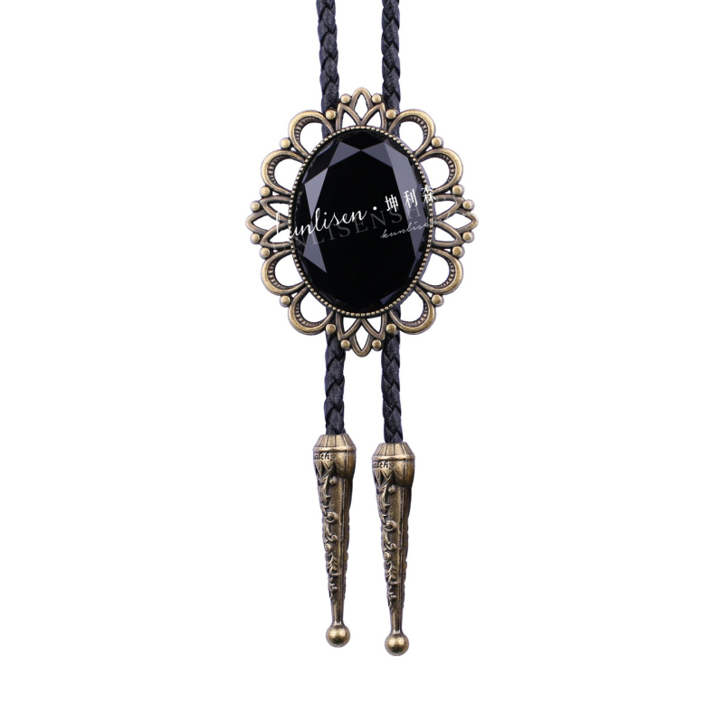 Bolo kravata s rhinestone Cat's Eye čipkom, unisex, ravna glava, romboidni geometrijski uzorak