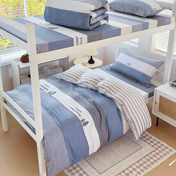 Комплект спално бельо от 100% памук, три части, с принт растения и цветя, реактивен печат, твил тъкан