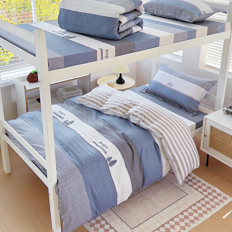 Комплект спално бельо от 100% памук, три части, с принт растения и цветя, реактивен печат, твил тъкан