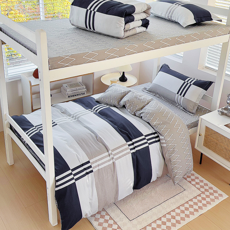 Комплект спално бельо от 100% памук, три части, с принт растения и цветя, реактивен печат, твил тъкан