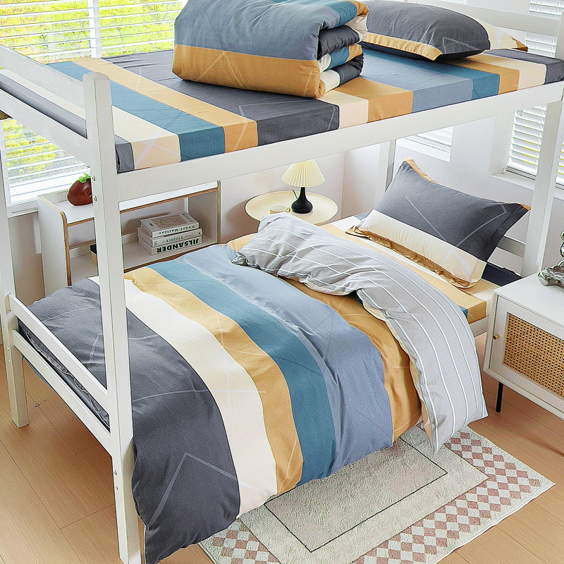 Комплект спално бельо от 100% памук, три части, с принт растения и цветя, реактивен печат, твил тъкан