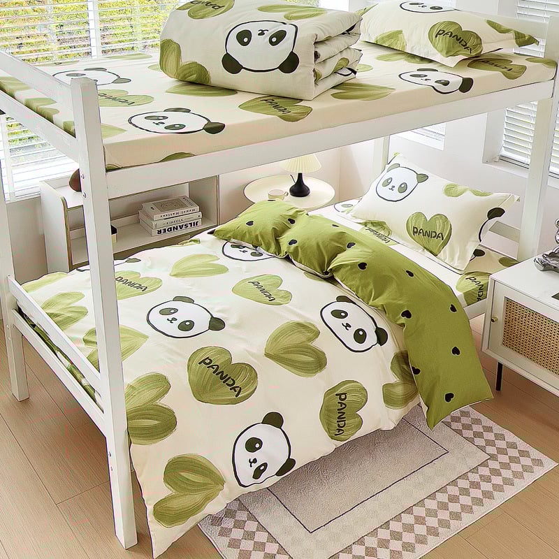 Комплект спално бельо от 100% памук, три части, с принт растения и цветя, реактивен печат, твил тъкан