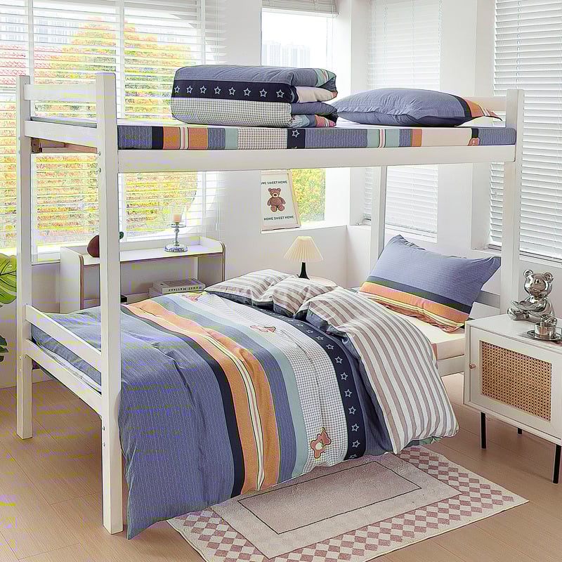 Комплект спално бельо от 100% памук, три части, с принт растения и цветя, реактивен печат, твил тъкан