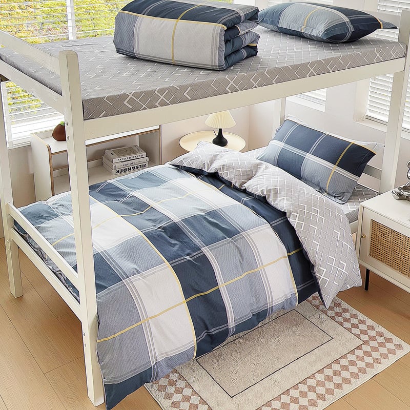 Комплект спално бельо от 100% памук, три части, с принт растения и цветя, реактивен печат, твил тъкан