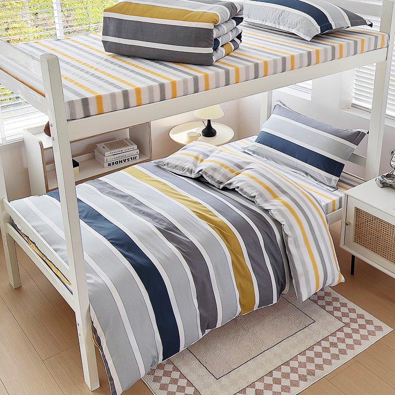 Комплект спално бельо от 100% памук, три части, с принт растения и цветя, реактивен печат, твил тъкан