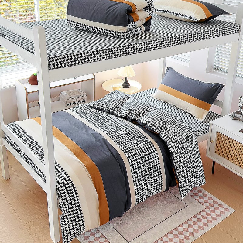 Комплект спално бельо от 100% памук, три части, с принт растения и цветя, реактивен печат, твил тъкан