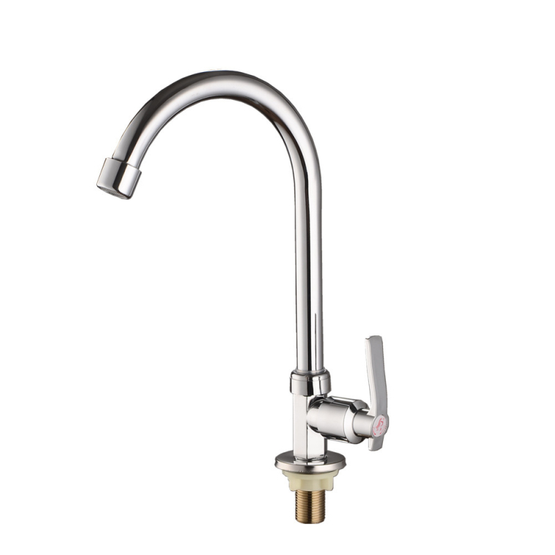 Kuchynský drezový kohút, nástenný, meď, iba studená voda, moderný minimalistický štýl, celokovový ventil, ručné ovládanie, jednosed dizajn