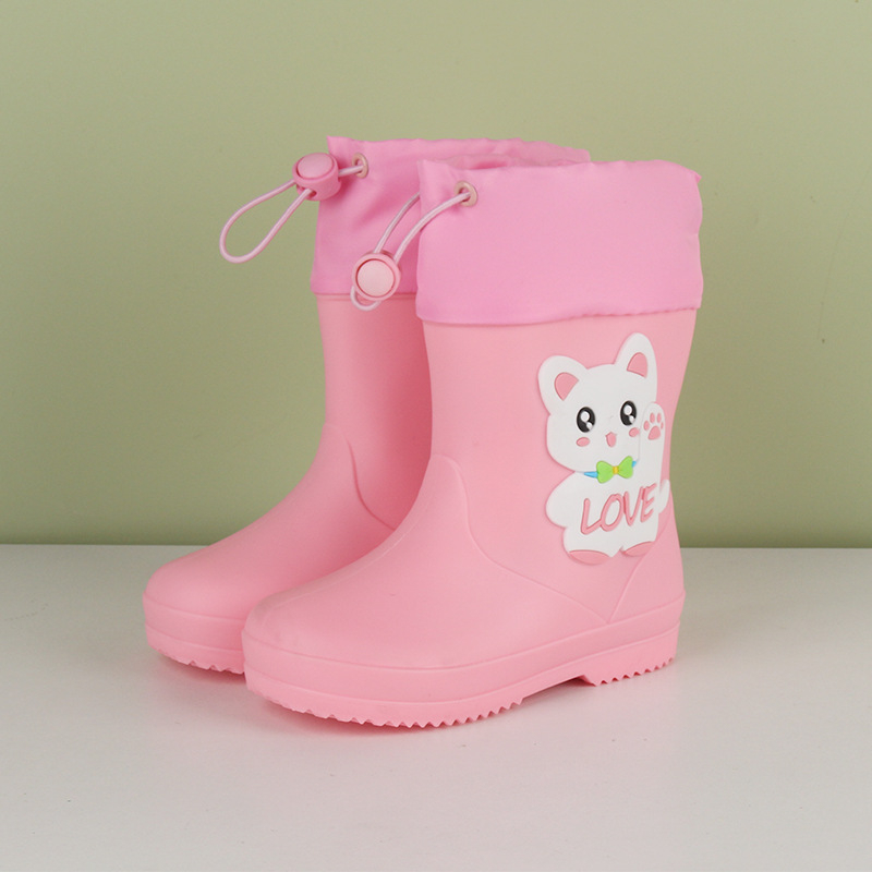 Ghete de ploaie pentru copii cu dinozaur – partea superioară din PVC, toc plat, înălțime medie a tubului, talpă antiderapantă, unisex, vârste 1–12