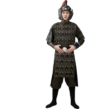 Unisex set kostima za kazališne izvedbe, inspiriran Terakotnom vojskom, za dinastije Han-Tang-Song-Qing; mješavina poliestera i elastana, bez ovratnika, dramska namjena, uzrast 18–24