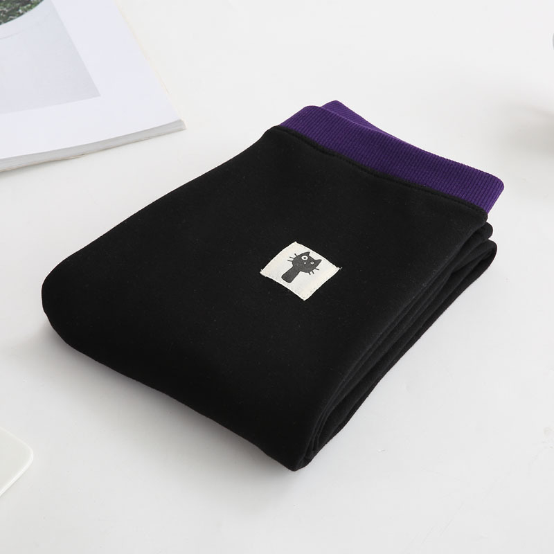 Colanți cu fleece din bumbac pentru iarnă, material gros, talie mediu-înaltă, lungime cropped, croi slim