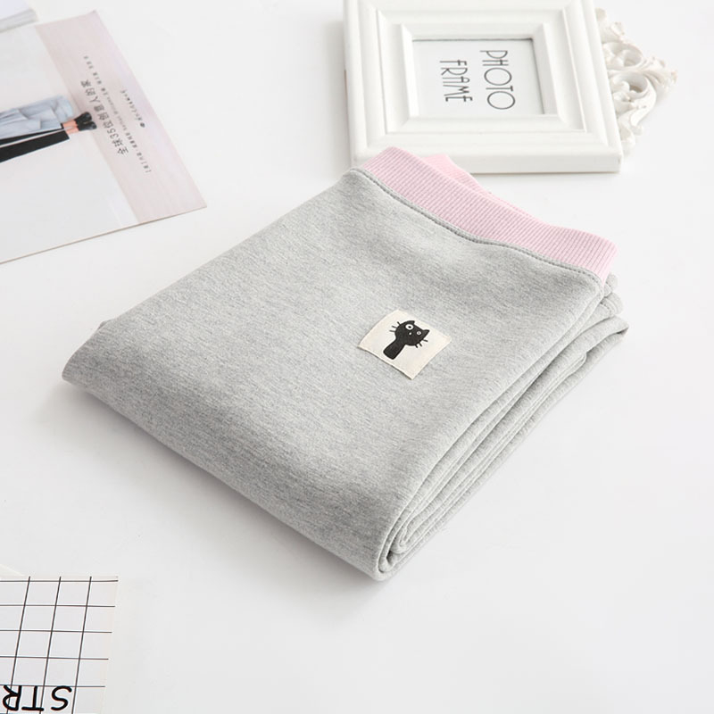 Colanți cu fleece din bumbac pentru iarnă, material gros, talie mediu-înaltă, lungime cropped, croi slim