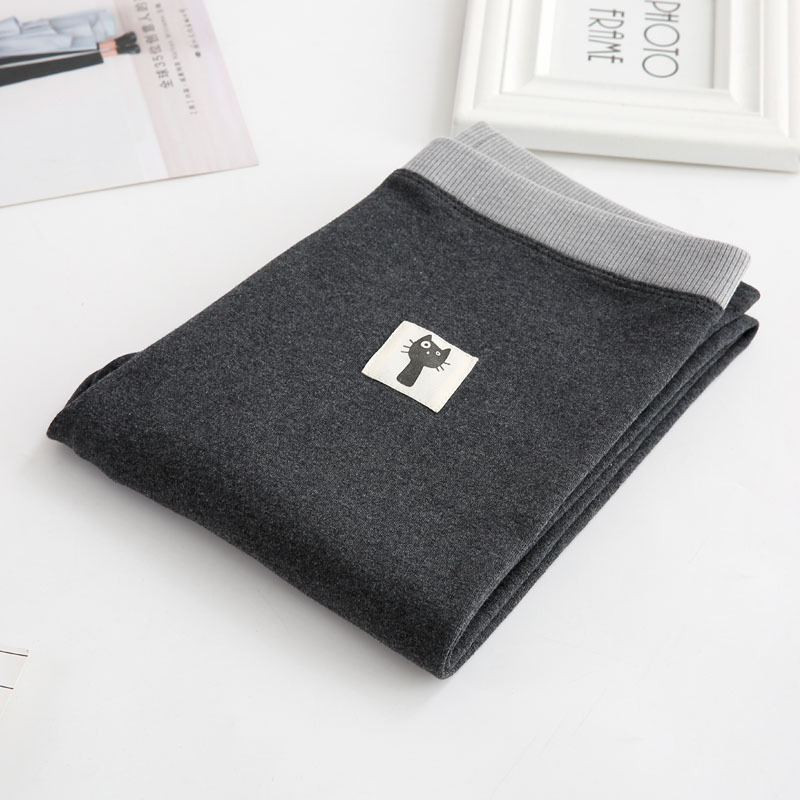 Colanți cu fleece din bumbac pentru iarnă, material gros, talie mediu-înaltă, lungime cropped, croi slim