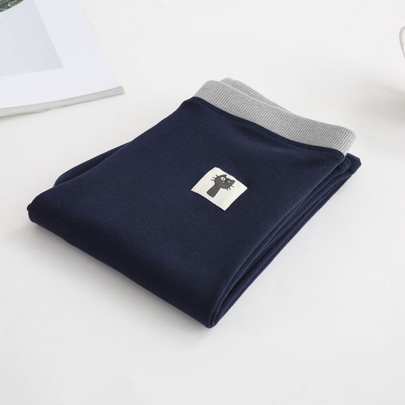 Colanți cu fleece din bumbac pentru iarnă, material gros, talie mediu-înaltă, lungime cropped, croi slim