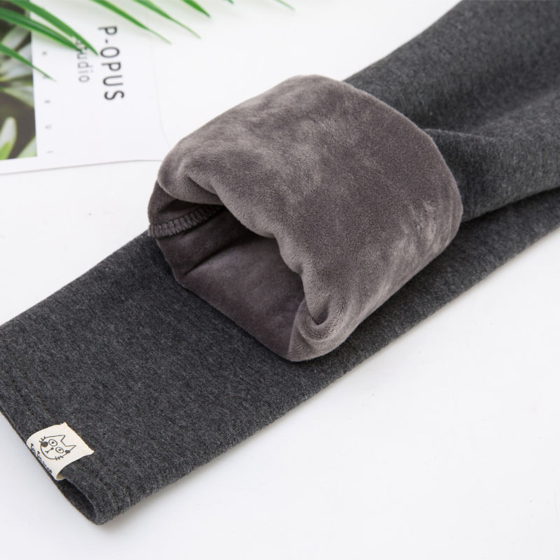 Colanți cu fleece din bumbac pentru iarnă, material gros, talie mediu-înaltă, lungime cropped, croi slim