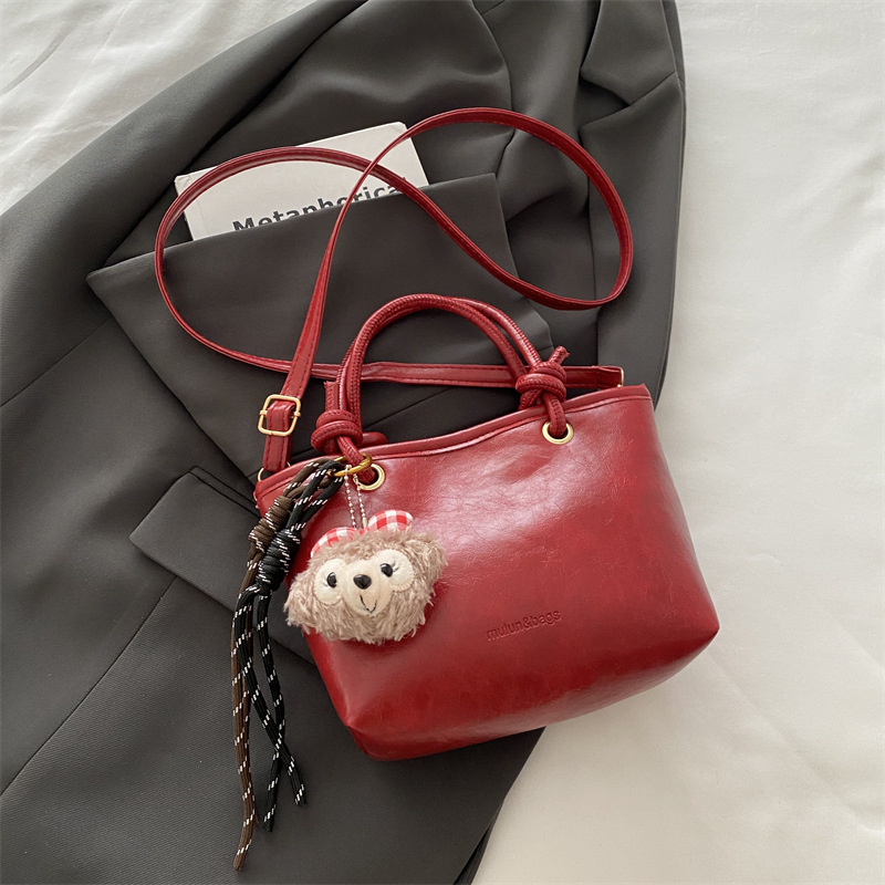 Dámska bucket taška, mestský jednoduchý štýl, PU koža, podšívka z polyesteru, magnetické zapínanie