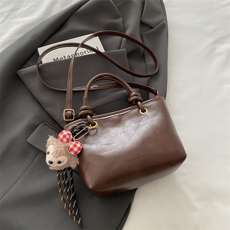 Dámska bucket taška, mestský jednoduchý štýl, PU koža, podšívka z polyesteru, magnetické zapínanie