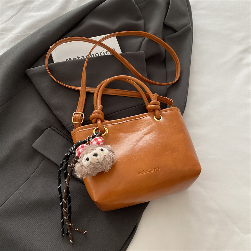 Dámska bucket taška, mestský jednoduchý štýl, PU koža, podšívka z polyesteru, magnetické zapínanie