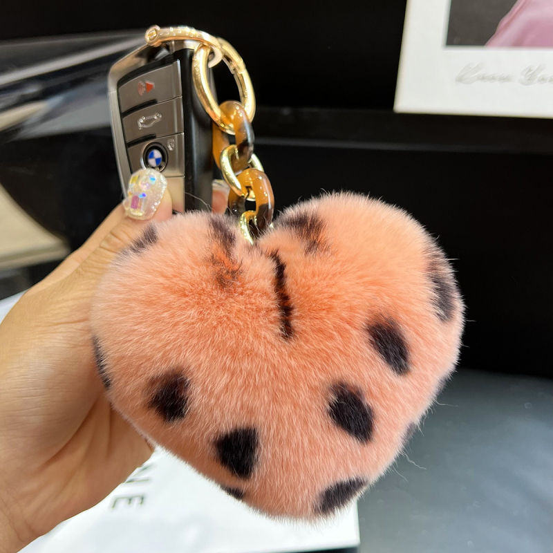Qiu Ruixing Rex krzno srcolni privjesak za ključeve automobila i škole torbe, poklon pakiranje, japansko-korejski stil