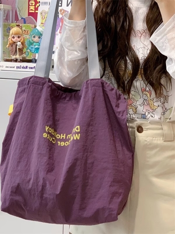 Unisex nylon tote torba s drawstring otvorom i skrivenim džepom na zatvarač
