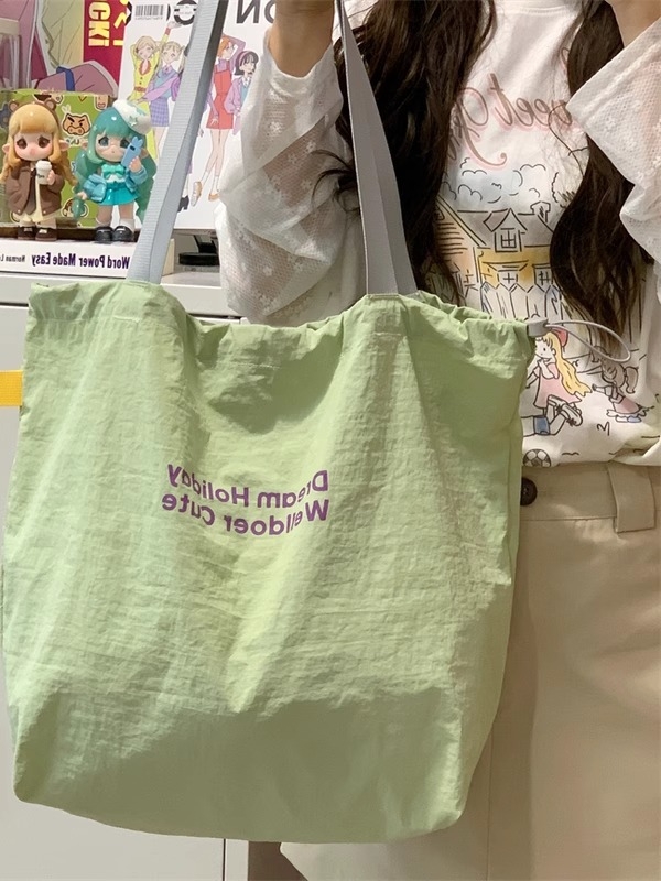 Unisex nylon tote torba s drawstring otvorom i skrivenim džepom na zatvarač