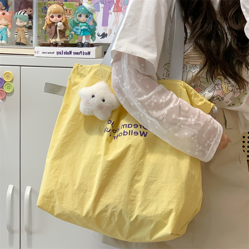 Unisex nylon tote torba s drawstring otvorom i skrivenim džepom na zatvarač