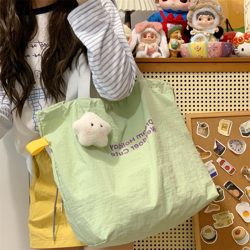 Unisex nylon tote torba s drawstring otvorom i skrivenim džepom na zatvarač