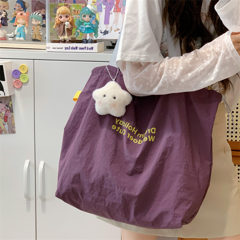 Unisex nylon tote torba s drawstring otvorom i skrivenim džepom na zatvarač