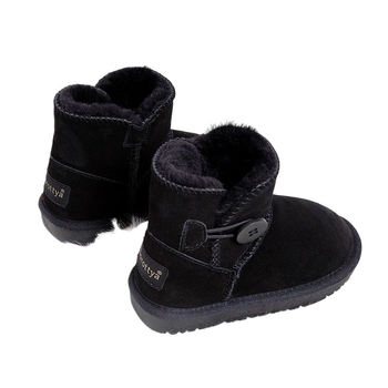 Gyerekeknek készült bőrből készült téli bokacipő, rövid, meleg fleece béléssel, 1-3 éveseknek