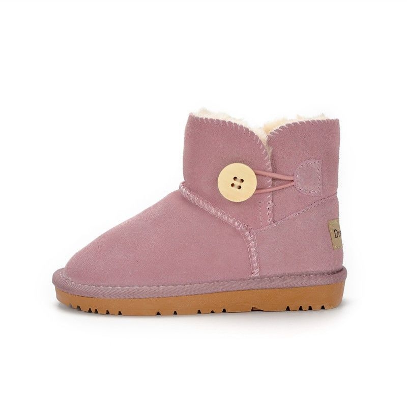 Gyerekeknek készült bőrből készült téli bokacipő, rövid, meleg fleece béléssel, 1-3 éveseknek