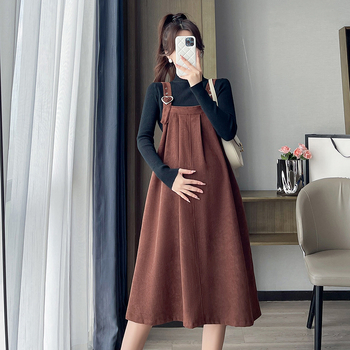 Μαιευτικό Corduroy κοστούμι με άνοιγμα για θηλασμό, με παντελόνια, μακριά μανίκια, φθινοπωρινό-χειμερινό 2024