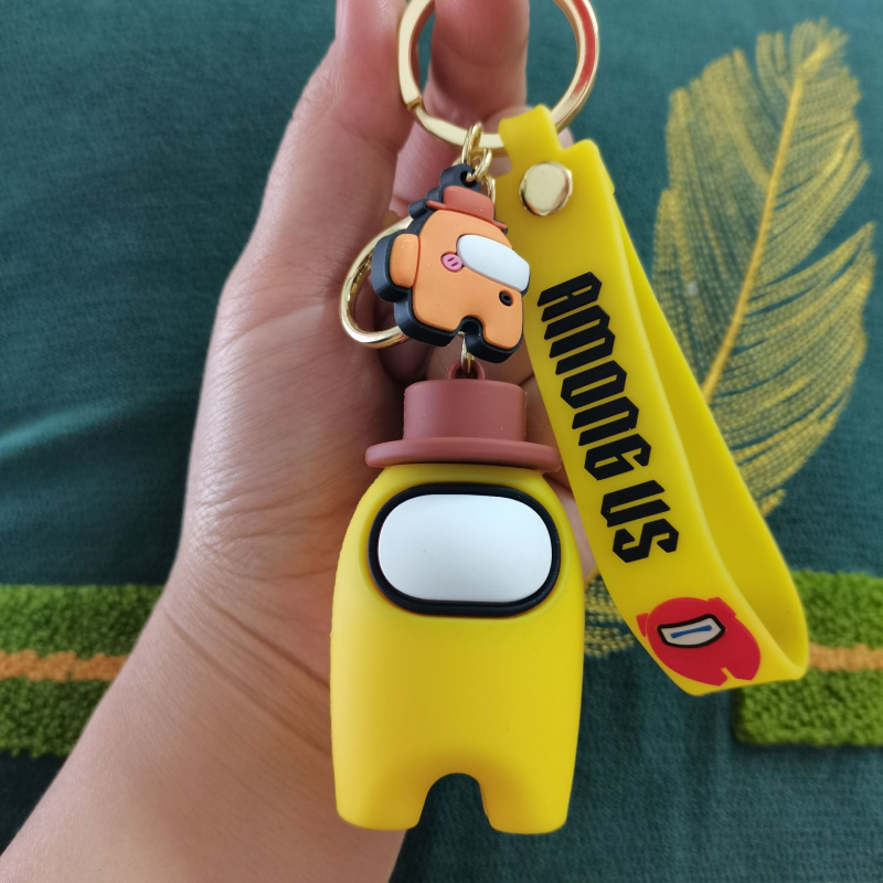 Kljuc̆evni privjesak - Among Us nadahnut kartun lutka, PVC figura s metalnim privjeskom, unisex