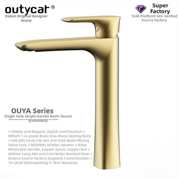 Moderný minimalistický meďový miešací kohútik pre umývadlo, zvislá inštalácia, keramický ventil, tlak 0.1–1.5 MPa