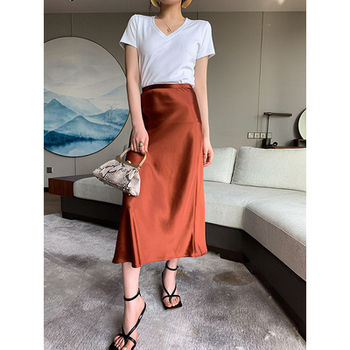 Sukňa A-línia so zipsom, stredná dĺžka, acetátová tkanina, 70-80% acetátových vlákien, mikroelastická