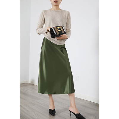 Sukňa A-línia so zipsom, stredná dĺžka, acetátová tkanina, 70-80% acetátových vlákien, mikroelastická