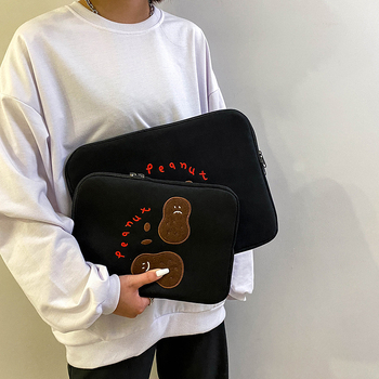 Geantă pentru laptop brodată, cu interior căptușit din fleece, din nylon, rezistentă la apă, durabilă, protecție la șocuri