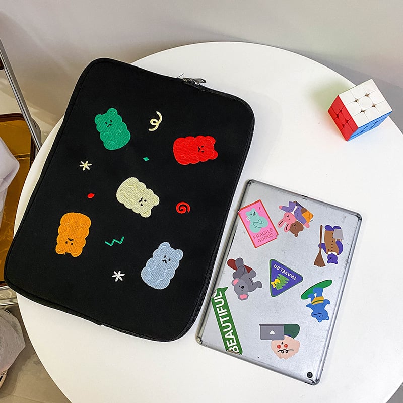 Geantă pentru laptop brodată, cu interior căptușit din fleece, din nylon, rezistentă la apă, durabilă, protecție la șocuri