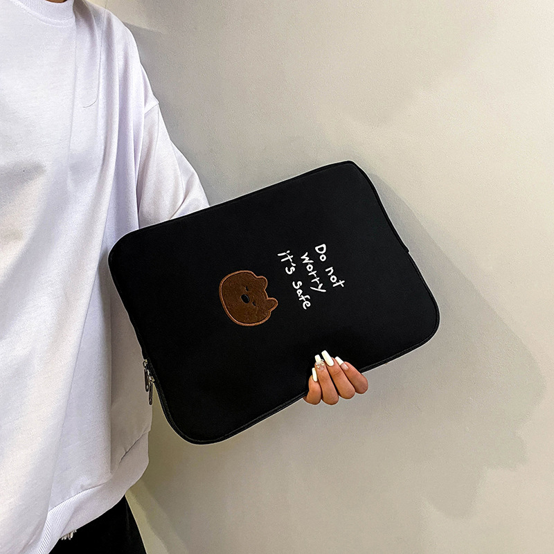 Geantă pentru laptop brodată, cu interior căptușit din fleece, din nylon, rezistentă la apă, durabilă, protecție la șocuri