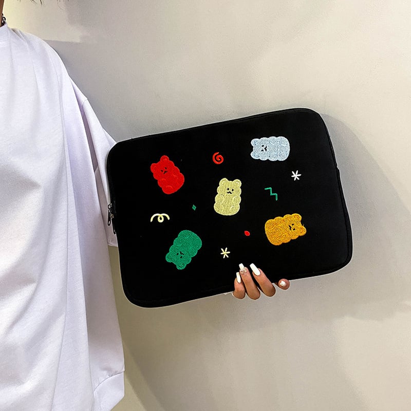 Geantă pentru laptop brodată, cu interior căptușit din fleece, din nylon, rezistentă la apă, durabilă, protecție la șocuri