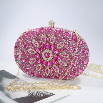 Női estélyi clutch táska; műanyag test; poliészter bélés; Box bag stílus; ovális forma; zár