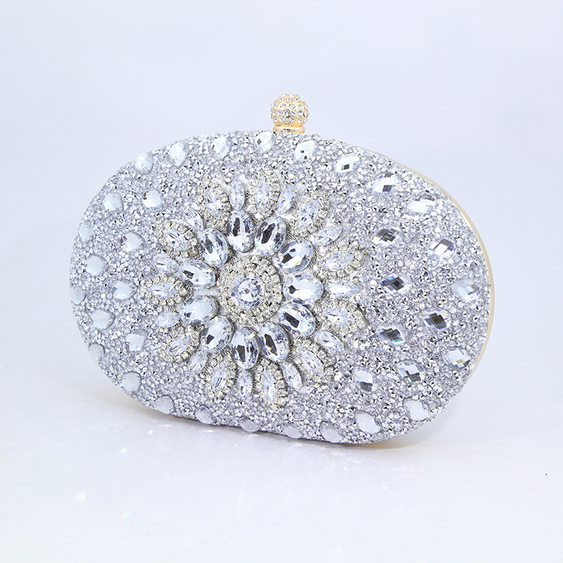 Női estélyi clutch táska; műanyag test; poliészter bélés; Box bag stílus; ovális forma; zár