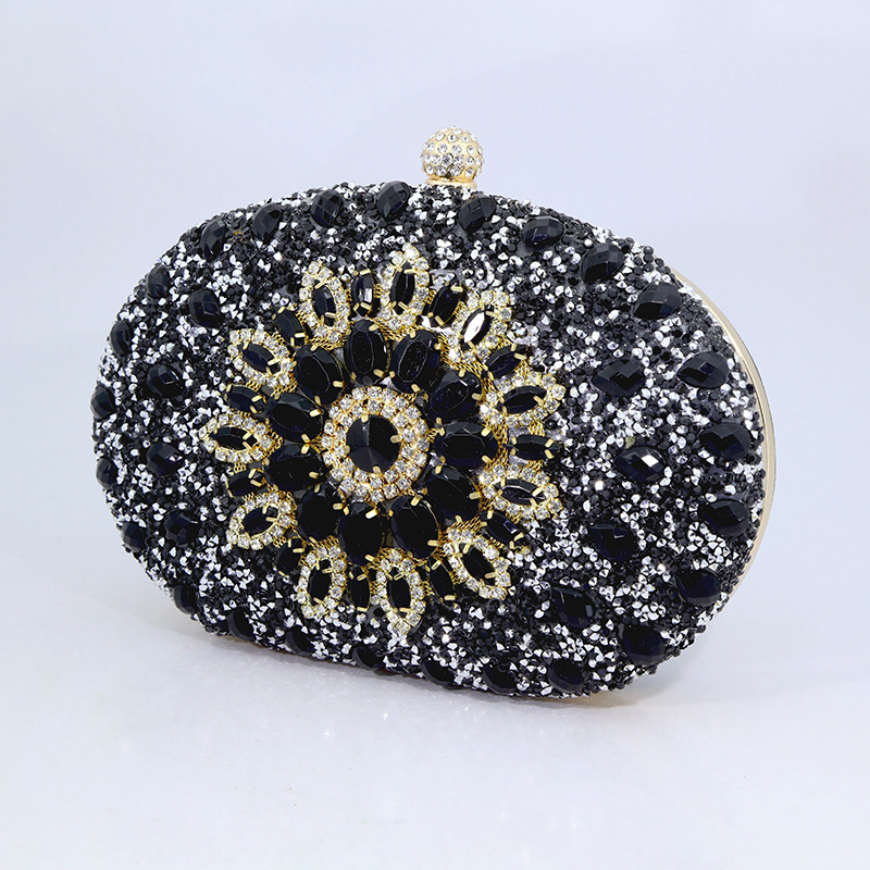 Női estélyi clutch táska; műanyag test; poliészter bélés; Box bag stílus; ovális forma; zár