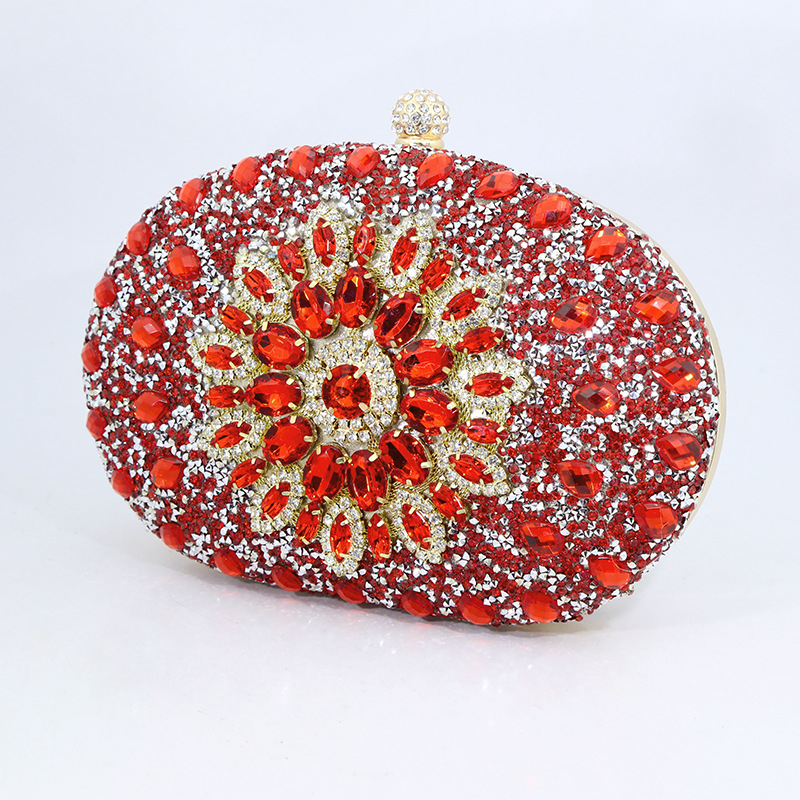 Női estélyi clutch táska; műanyag test; poliészter bélés; Box bag stílus; ovális forma; zár