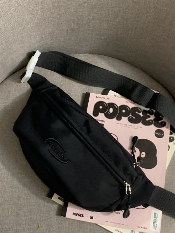 Dikaiero Borsetă de talie sport, nylon impermeabil, model cu litere, căptușeală poliester, pentru sporturi în aer liber, iarnă 2024