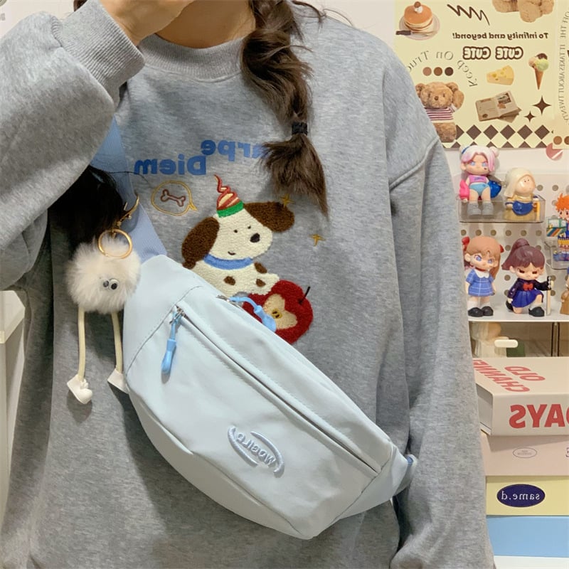 Dikaiero Borsetă de talie sport, nylon impermeabil, model cu litere, căptușeală poliester, pentru sporturi în aer liber, iarnă 2024