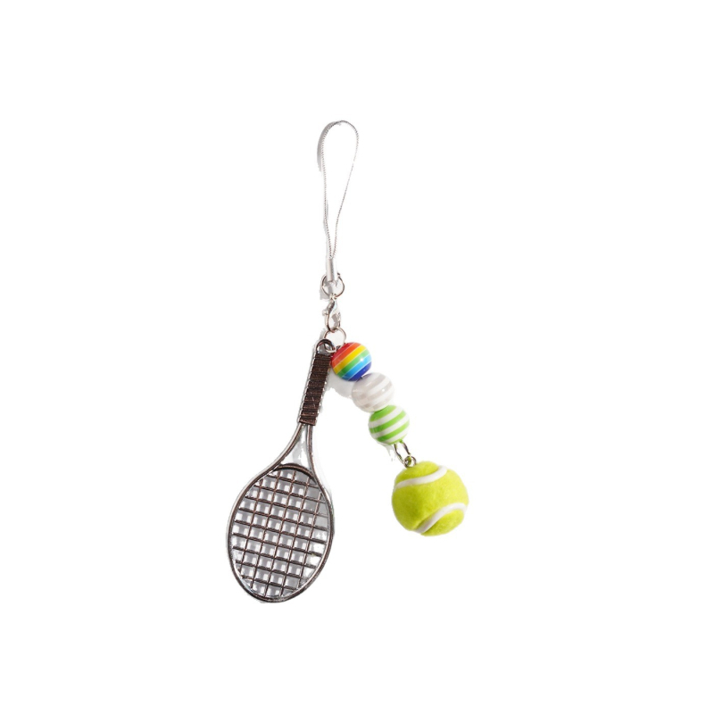 DIY badminton ključić – karikaturistički stil, cinkovo legura, privjesak u obliku reketa
