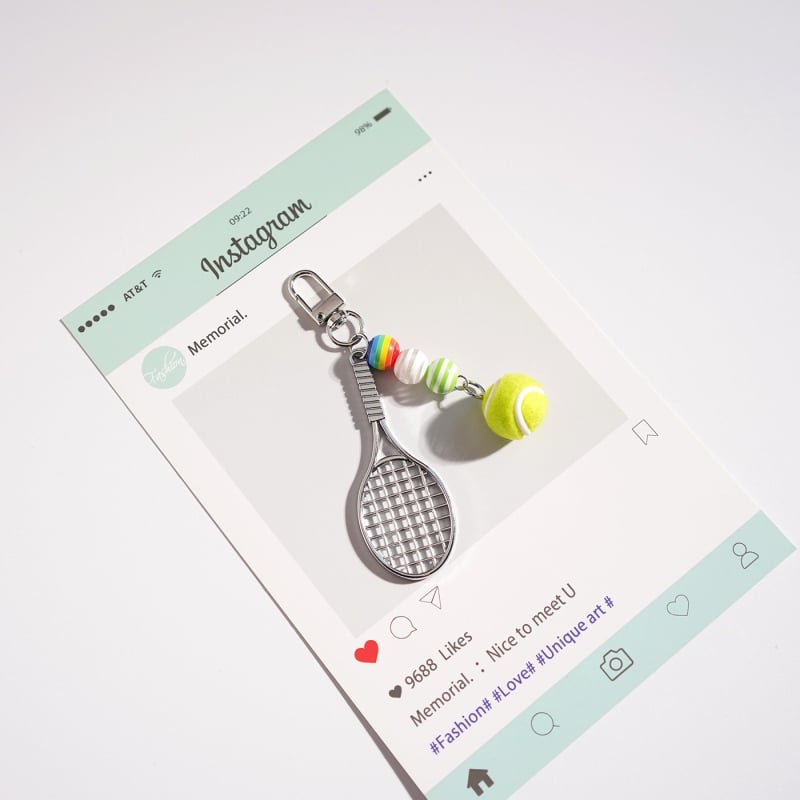 DIY badminton ključić – karikaturistički stil, cinkovo legura, privjesak u obliku reketa
