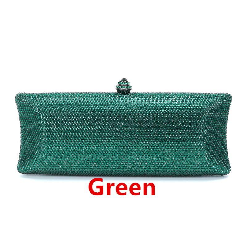 Női estélyi táska köves díszítéssel esküvőre - vízszintes négyszögletes forma, PU bélés, telefontartó zseb, záras lezárás, shell bag stílus