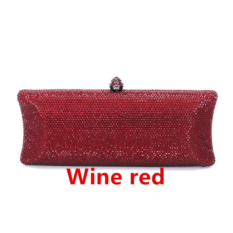 Női estélyi táska köves díszítéssel esküvőre - vízszintes négyszögletes forma, PU bélés, telefontartó zseb, záras lezárás, shell bag stílus