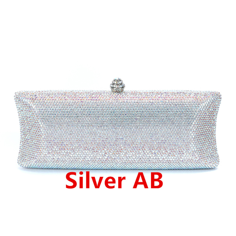 Női estélyi táska köves díszítéssel esküvőre - vízszintes négyszögletes forma, PU bélés, telefontartó zseb, záras lezárás, shell bag stílus