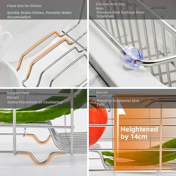 Τελεσκοπικός κάδος από ανοξείδωτο χάλυβα 201 με λαβή — αναδιπλούμενο ράφι κουζίνας για πλύσιμο λαχανικών, μοντέρνος μινιμαλιστικός σχεδιασμός